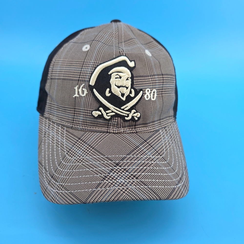 Captain Morgan Official Crew Gear Plaid Pirate Hat Black Brown Adjustable Cap